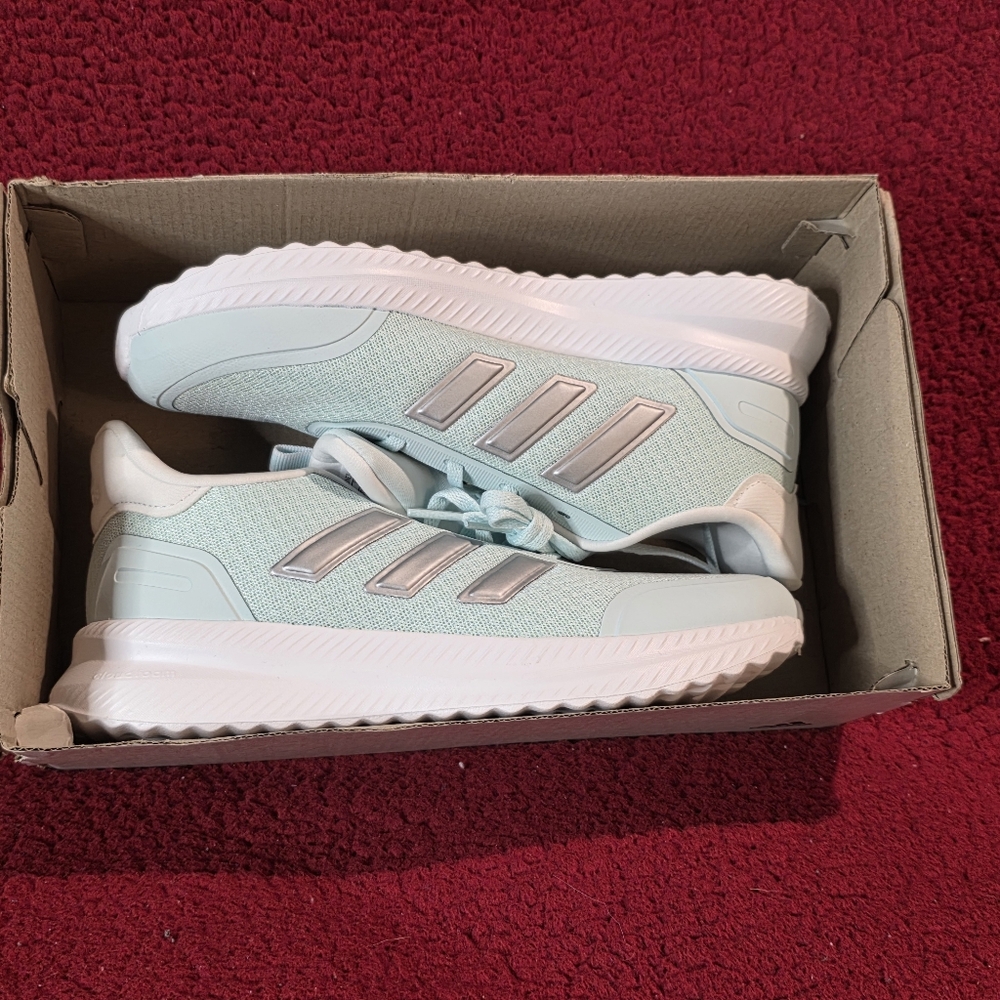 adidas Women's Light Blue Running Sneakers with Silver Stripes